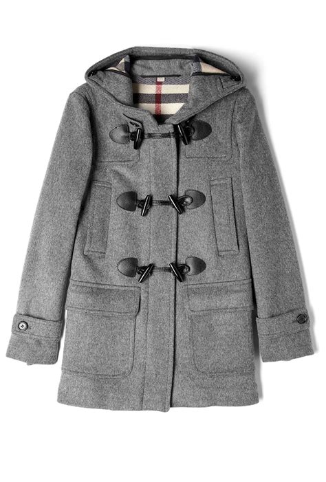 burberry brit grey melange wool duffle coat|Burberry trench coat.